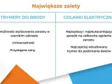 Tabela porównująca zalety trymerów do brody i golarek elektrycznych.